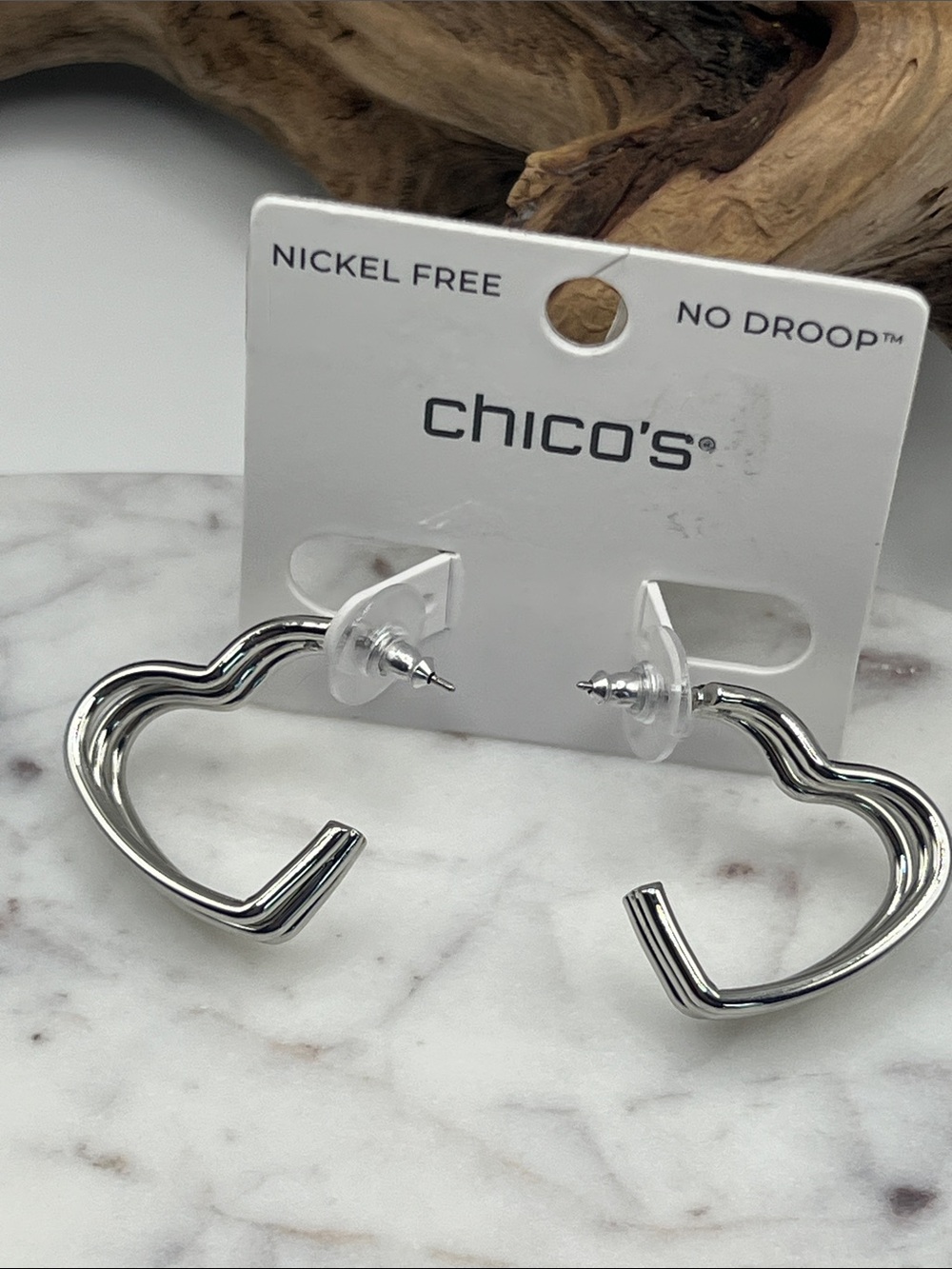 Chico's Sculpted Heart Hoop Earrings